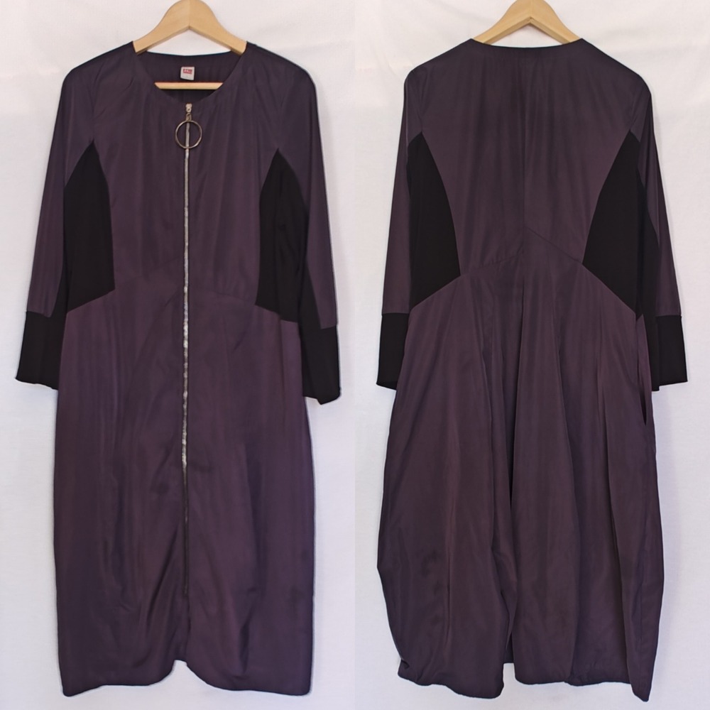 IC Collection Dress Asymmetrical Balloon  Black‎ Gray Large L Artsy Laggenlook